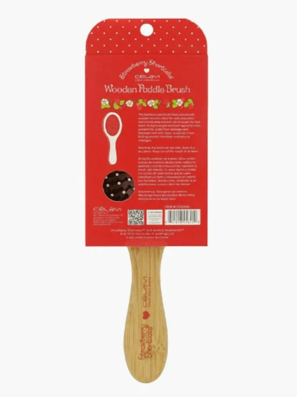 Bamboo Paddle Hair Brush with Pink Cushion - Picture 4 of 5